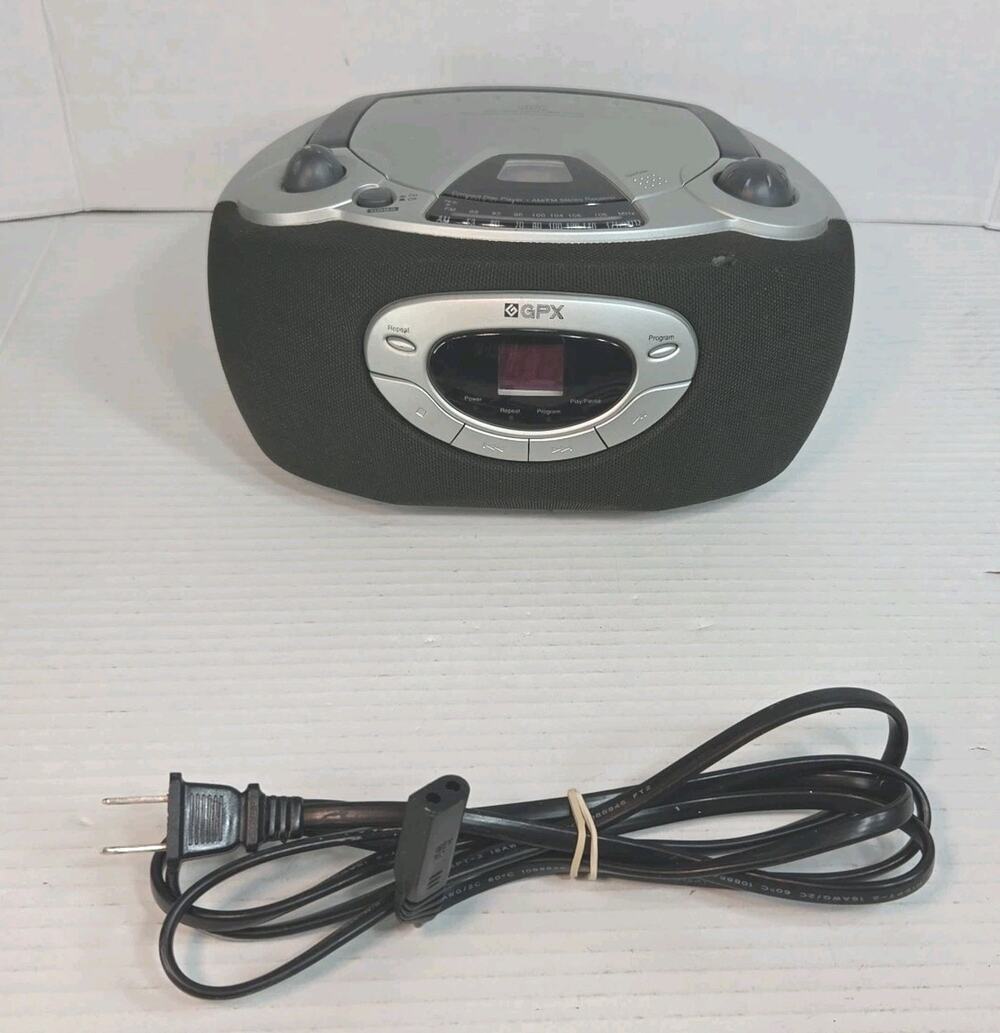 GPX C969S AM FM Radio Music CD Player Boombox With Power Cord Tested Working Y2K